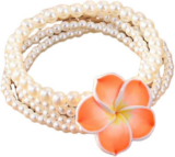 Hawaiian Plumeria Rubra Bracelets Bohemian Polymer Clay Beaded Stretch Bracelet