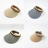 Premium Women’s 100% Straw Striped Sun Visor Hat