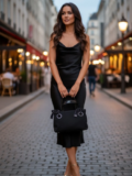 Vintage Victoria’s Secret Top Stitch Suede Bowknot Purse Black Bag