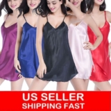 Sexy Women’s Silky Shiny Satin Chemise Nightdress Nightie Nightgown Sleepwear