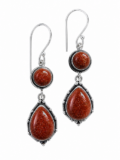 Goldstone Teardrop Earrings Silver Copper Brown Sparkle Dangle Jewelry Gift Her