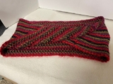 INFINITY SCARF COLORS OF RED PURPLE TAN BLACK & GOLD TINSEL COLDWATER CREEK