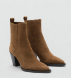 NEW MANGO MNG $139 TOBACCO BROWN SUEDE BLOCK HEEL BOOTS SZ 39 US 8.5