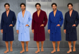 Mens Dressing Gown Robe Cotton Blend Housecoat Long Sleeve Pockets Lightweight