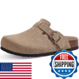 Kidmi Unisex Vegan Suede Clogs Leather Mules Womens Mens Cork Footbed Potato