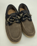 Sperry Songfish Suede Wool Boat Shoes Grey Brown Lace Up Women’s 8 Preppy Coasta