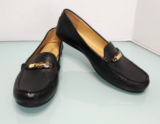 Michael Kors women’s driving mocassins black leather flat shoes loafer New Sz 9M