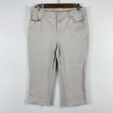 Chico’s Capri Jeans Large 2 12 Tan Perfect Stretch Girlfriend Slim Leg