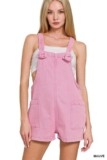 ZENANA MAUVE WASHED KNOT STRAP ROMPER SHORTS OVERALLS JUMPER