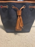Dooney And Bourke Aimee Black Pebble Leather Drawstring Bucket Bag excellent !