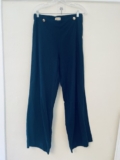 MICHAEL KORS Navy Wide-Leg Linen-Style Pants w/Gold Button Detail & Pockets Sz M