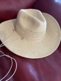 Carly Jean Los Angeles Wide Brim Straw Garden/Sun Hat w/ Chin Strap, One Size