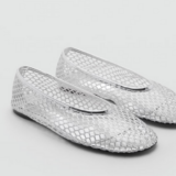 NEW MANGO MNG $80 SILVER METALLIC MESH BALLERINA SHOES BALLET FLATS SZ 40 US 9