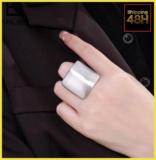 Large Brushed Ring Stainless Steel Silver Color Wide Statement Band Women