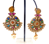 Indian Bollywood Wedding Victorian Fashion Jewelry Ethnic AD Pearl Earrings Set