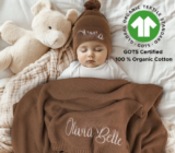 Personalized Kid Name Baby Blanket 100% organic cotton