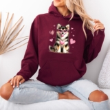 Cute Dog Valentines Day Holidays Womens Graphic Hoodie Sweatshirt Heart Glasses