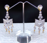 Indian Bollywood Wedding Gold Plated Fashion Jewelry Ethnic AD CZ Earrings Set