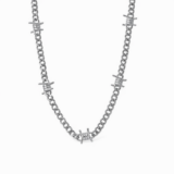 Stainless Steel Barbed Wire Chain Necklace Silver Industrial Punk Jewelry Women