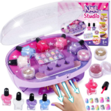 Kids Nail Art Kit – Girls Spa Pamper Set with Nail Dryer & Polish – Age 6-12