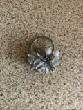Size 55 / J Costume Jewellery Beaded Ring Silver Effect Ring