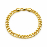 Italian 1/200 14K Yellow Gold Overlay Miami Cuban Bracelet Mens Womens 8 in mm