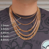 18ct Gold Plated Men Women Silver Stainless Steel Cuban Curb Link Chain Necklace