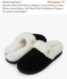Feetfreein Women’s Chenille/Sherpa Slippers with Memory Foam-NEW IN ORIGINAL BOX