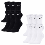 Nike Cushioned Crew Socks 6 Pack | Black | White | Sizes M (5-8) L (8-11)