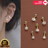 6x Stud Earrings Set Titanium Steel Cubic Zirconia Minimalist Jewelry for Women