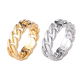 Gold, Silver Plated Cuban Chain Link Ring Unisex Hip Hop Jewelry Women, Men