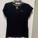 Nike Women’s Black Crew Neck Short Sleeve Stretch Athletic T-Shirt Size M