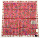 RARE Vtg LANCETTI Milano Handkerchief Scarf Big Series Bird Flower 23″ Japan