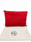 NEW HERMES BAGS POLY TROUSSE FLAT S5 CLUTCH BAG ROUGE TOMATE