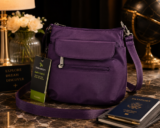 Travelon Anti-Theft Crossbody Bag Purple RFID Locking Travel Purse Style 42459