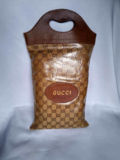 Vtg 70s Gucci Monogram Canvas Briefcase Portfolio Document Clutch Travel Bag