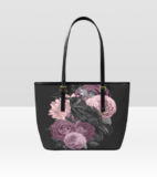 Custom Tote Hand Shoulder Bag 12 X 15 Gothic Crow Purple Lavender Flowers