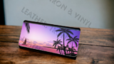 Women’s Trifold Wallet – Tropical Sunset Pink and Purple Design