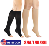 20-30 mmHg Medical Compression Socks for Women Men Knee High Open Toe Stockings