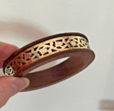 Brass Wood Bangle Bracelet Ornament Thick Chunky Bangle Boho 