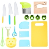17Pack Toddler Kitchen Knife Set with Cutting Board for Kids Safe Real Cooking