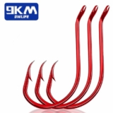 50~100Pcs Red Octopus Fishing Hooks with Barbed High Carbon Steel Circle Hooks