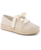 TOMS Carolina Lace-Up Espadrilles Beige Glimmer Textile Womens 7.5