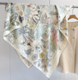 70% Cashmere 30% Silk Bandana Shawl 53” Neckerchief Scarf garden Print Wrap new