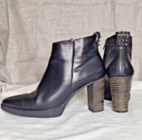 PAUL GREEN Women’s Black Leather Studded Stacked Platform Ankle Boots Size 6 M