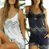 Women Summer Jumpsuit Playsuit Beach Boho Loose Rompers Shorts Mini Dress Pants^