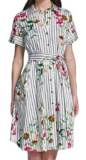 NWT KARL LAGERFELD PARIS Short-Sleeve Striped Dress, White/Navy Multi, 6, $169