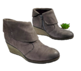 The North Face Womens Gray Bridgeton Ankle Wedge Boot Leather Side Zip Size 9