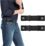2 Pack No Buckle Belts for Men Women Side Elastic Belt Fits 1.5 Inch Belt Loops