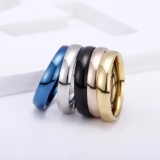 4MM Stainless Steel Gold Plated Men Women Wedding Ring Band Size 4-13